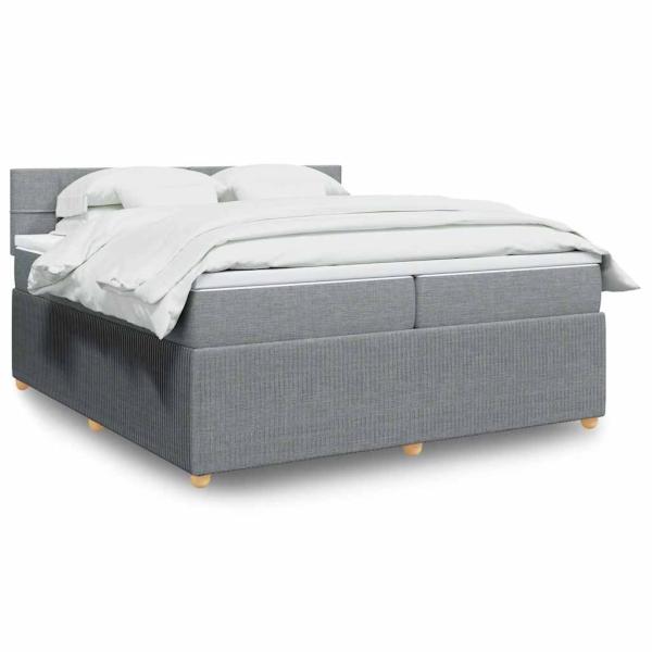 ARDEBO.de - Boxspringbett mit Matratze Hellgrau 200x200 cm Stoff