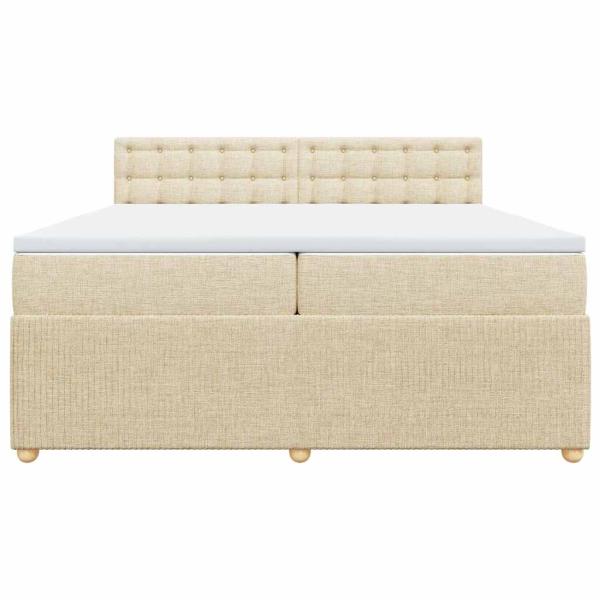 Boxspringbett mit Matratze Creme 200x200 cm Stoff