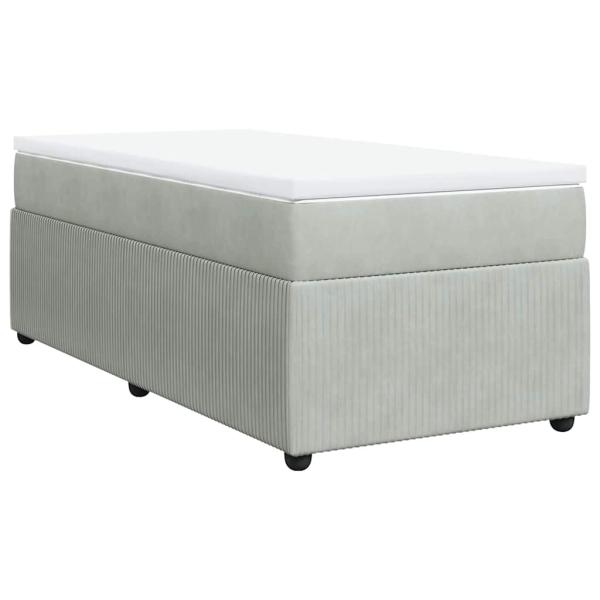 Boxspringbett mit Matratze Hellgrau 90x190 cm Samt