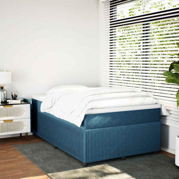 Boxspringbett mit Matratze Dunkelblau 120x200 cm Samt