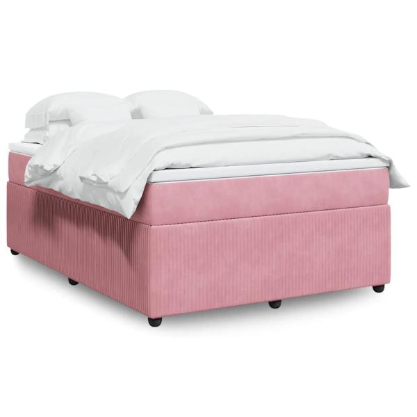 ARDEBO.de - Boxspringbett mit Matratze Rosa 140x190 cm Samt