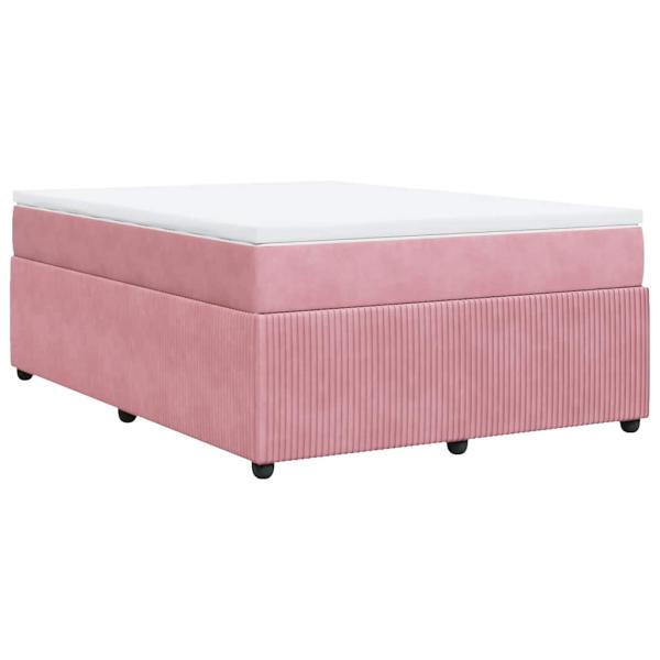 Boxspringbett mit Matratze Rosa 140x190 cm Samt