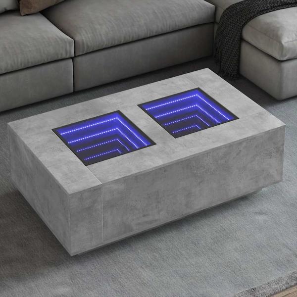 ARDEBO.de - Couchtisch mit Infinity-LED Betongrau 116x69x40 cm