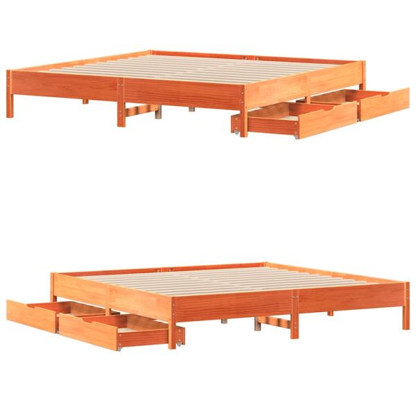 Massivholzbett ohne Matratze Wachsbraun 180x200 Kiefernholz