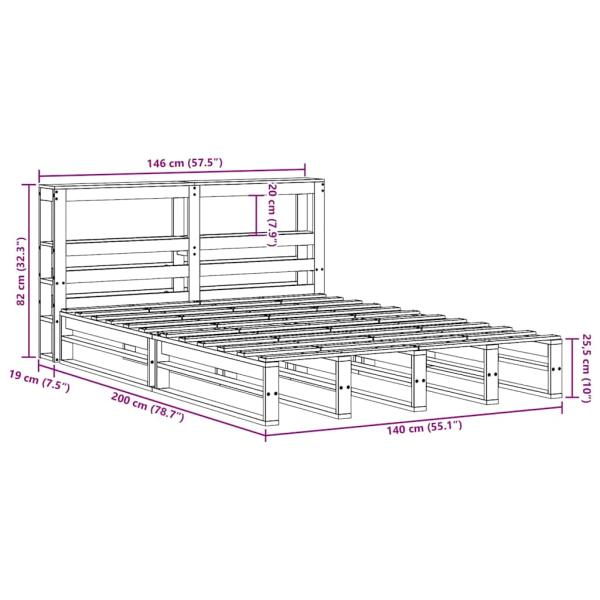 Massivholzbett ohne Matratze Wachsbraun 140x200 cm Kiefernholz