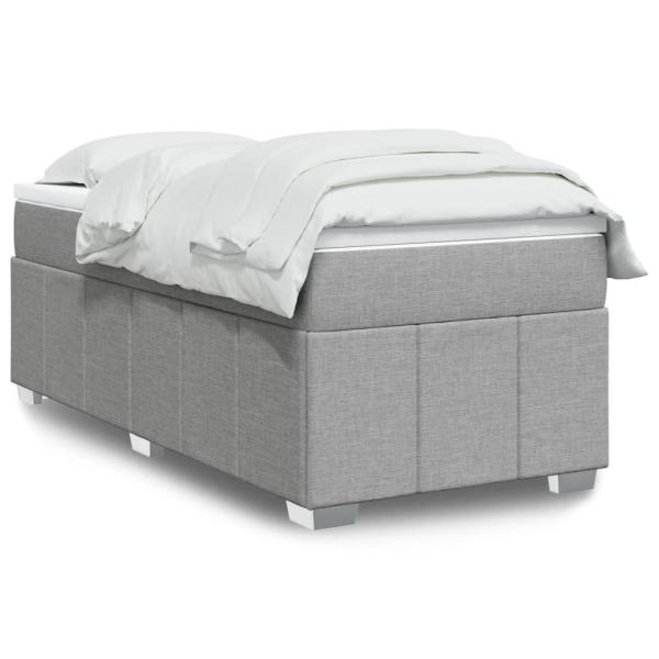 ARDEBO.de - Boxspringbett mit Matratze Hellgrau 80x200 cm Stoff