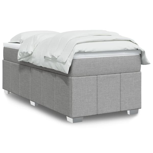 ARDEBO.de - Boxspringbett mit Matratze Hellgrau 90x190 cm Stoff