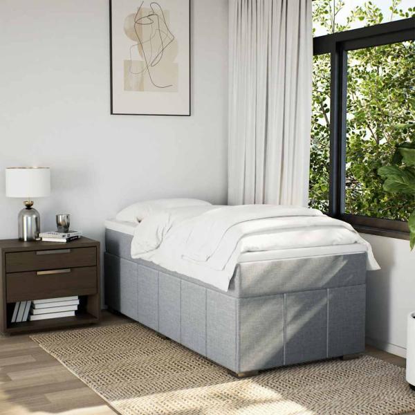 ARDEBO.de - Boxspringbett mit Matratze Hellgrau 100x200 cm Stoff