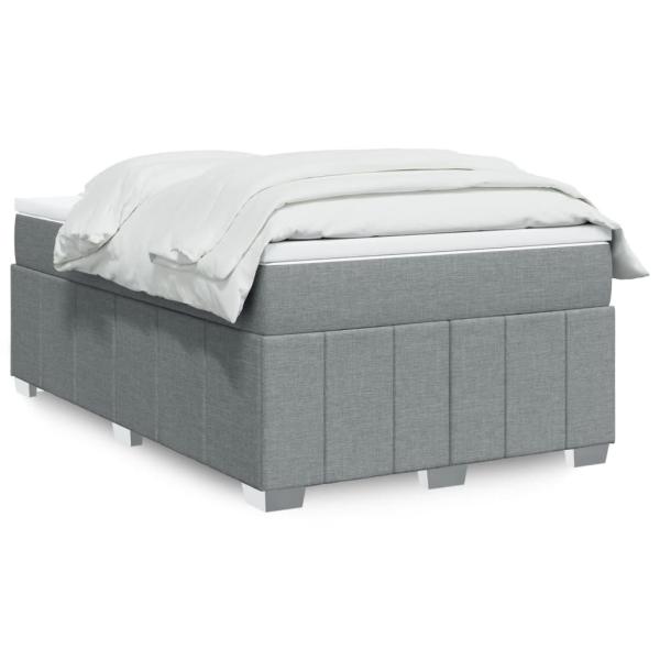 ARDEBO.de - Boxspringbett mit Matratze Hellgrau 120x190 cm Stoff