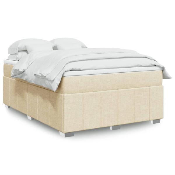 ARDEBO.de - Boxspringbett mit Matratze Creme 140x200 cm Stoff