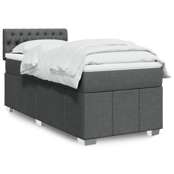 ARDEBO.de - Boxspringbett mit Matratze Dunkelgrau 90x190 cm Stoff
