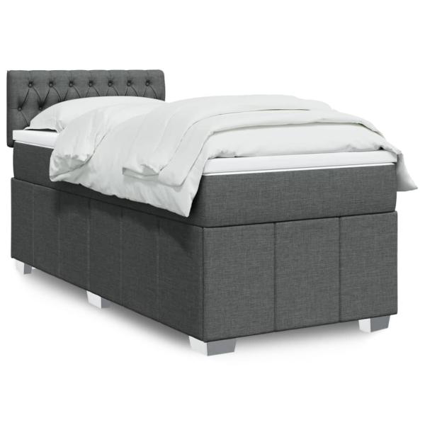 ARDEBO.de - Boxspringbett mit Matratze Dunkelgrau 90x200 cm Stoff