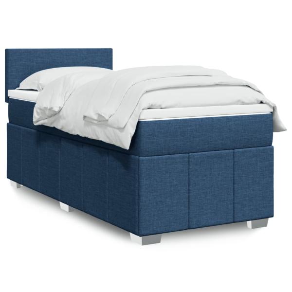 ARDEBO.de - Boxspringbett mit Matratze Blau 100x200 cm Stoff
