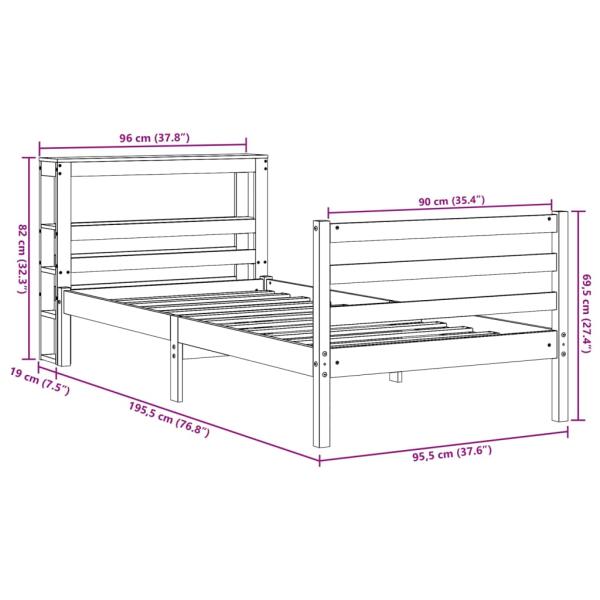 Massivholzbett ohne Matratze Wachsbraun 90x190 cm Kiefernholz