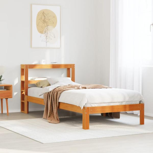 ARDEBO.de - Massivholzbett ohne Matratze Wachsbraun 90x200 Kiefernholz