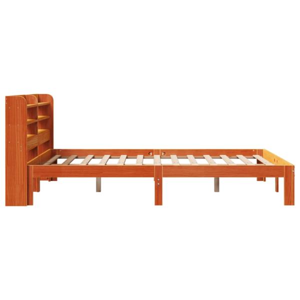 Massivholzbett ohne Matratze Wachsbraun 135x190 cm Kiefernholz