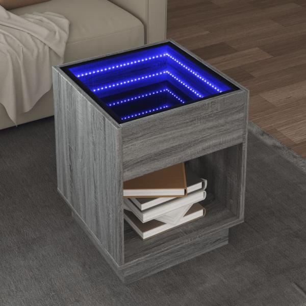 ARDEBO.de - Couchtisch mit Infinity-LED Grau Sonoma 40x40x50 cm
