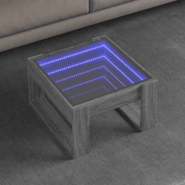 ARDEBO.de - Couchtisch mit Infinity-LED Grau Sonoma 50x53x30 cm