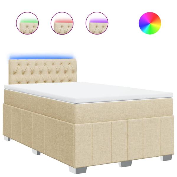 Boxspringbett mit Matratze Creme 120x190 cm Stoff
