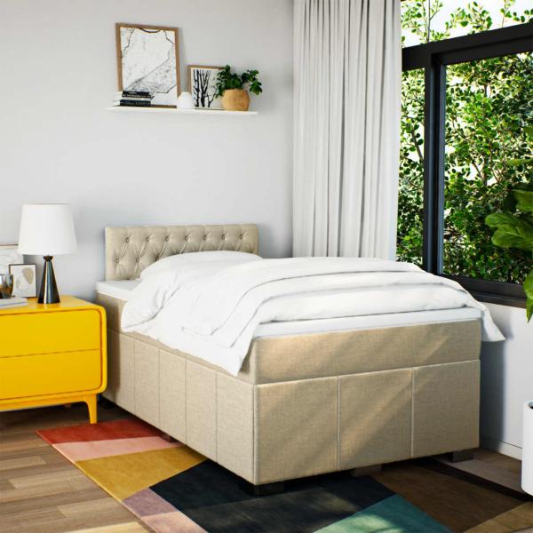 Boxspringbett mit Matratze Creme 120x190 cm Stoff