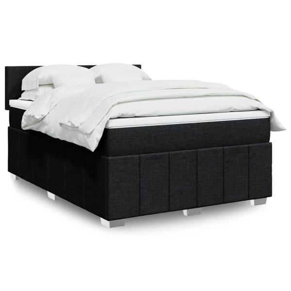 ARDEBO.de - Boxspringbett mit Matratze Schwarz 140x200 cm Stoff