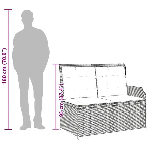 Gartenbank Verstellbar mit Kissen Beige Poly Rattan