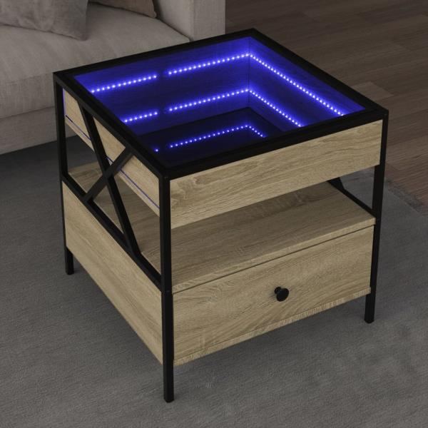 ARDEBO.de - Couchtisch mit Infinity-LED Sonoma-Eiche 50x50x51 cm