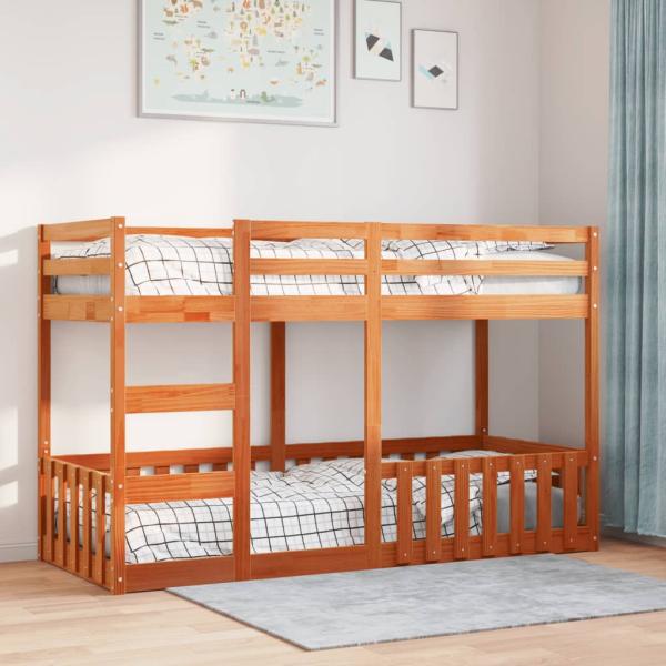 Etagenbett Wachsbraun 75x190 cm Massivholz Kiefer