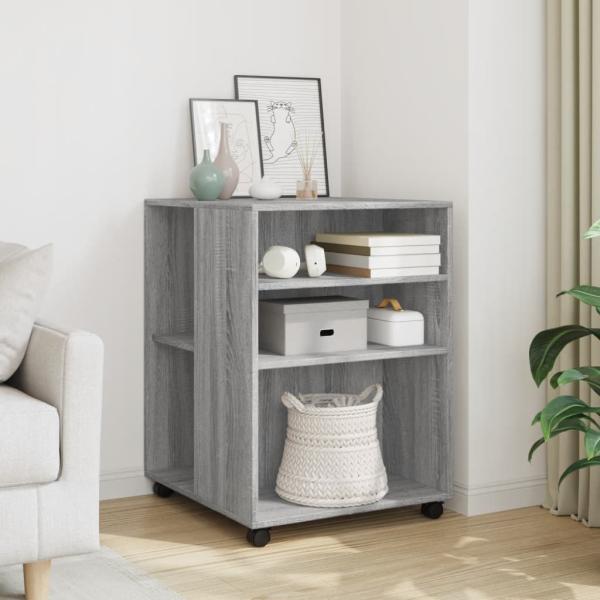 ARDEBO.de - Beistelltisch mit Rollen Grau Sonoma 55x60x78 cm Holzwerkstoff