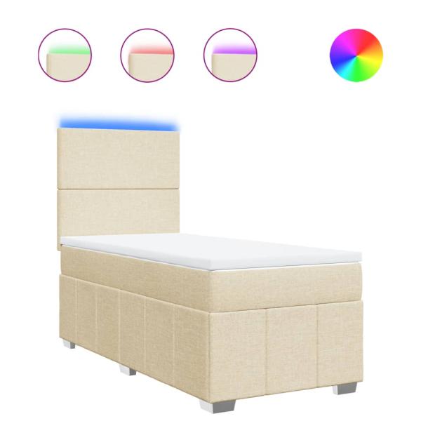 Boxspringbett mit Matratze Creme 90x190 cm Stoff