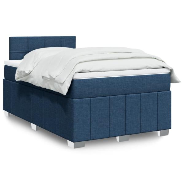 ARDEBO.de - Boxspringbett mit Matratze Blau 120x190 cm Stoff