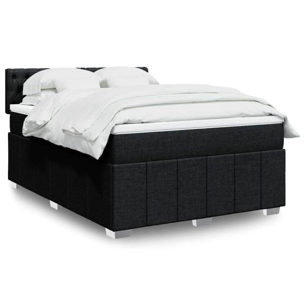 ARDEBO.de - Boxspringbett mit Matratze Schwarz 140x200 cm Stoff