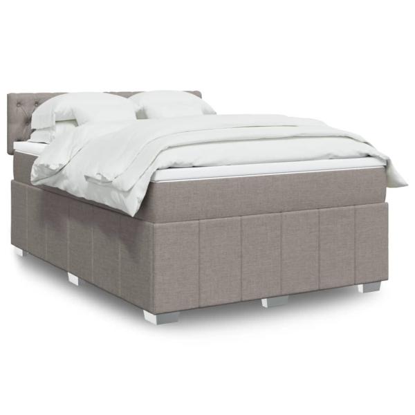 ARDEBO.de - Boxspringbett mit Matratze Taupe 140x200 cm Stoff