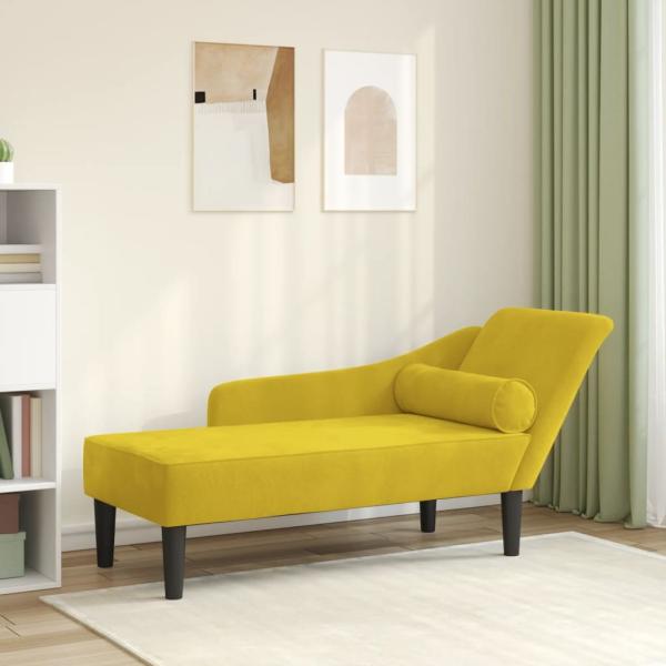 ARDEBO.de - Chaiselongue mit Kissen Gelb Samt