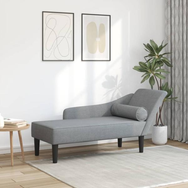 ARDEBO.de - Chaiselongue mit Kissen Hellgrau Stoff