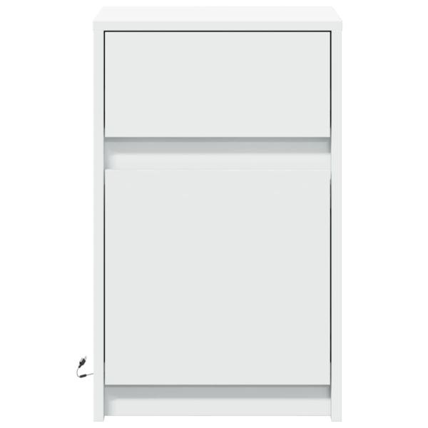 Nachttische mit LED-Leuchten 2 Stk. Weiß Holzwerkstoff