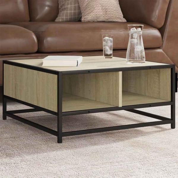 ARDEBO.de - Couchtisch Sonoma-Eiche 60,5x60,5x30cm Holzwerkstoff und Metall