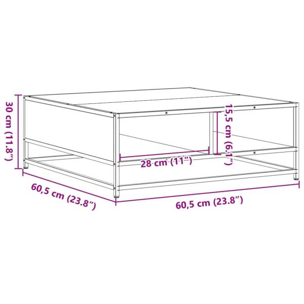 Couchtisch Sonoma-Eiche 60,5x60,5x30cm Holzwerkstoff und Metall