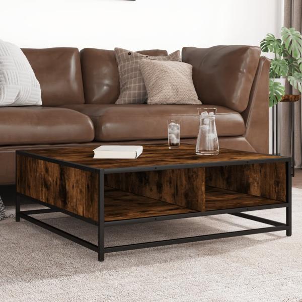 ARDEBO.de - Couchtisch Räuchereiche 80x80x30 cm Holzwerkstoff und Metall