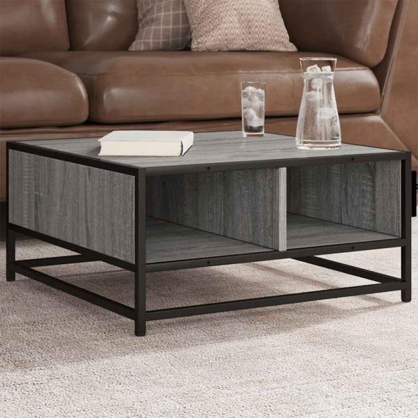 ARDEBO.de - Couchtisch Grau Sonoma 60,5x60,5x30 cm Holzwerkstoff und Metall