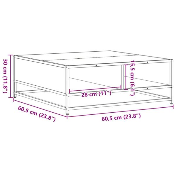 Couchtisch Grau Sonoma 60,5x60,5x30 cm Holzwerkstoff und Metall