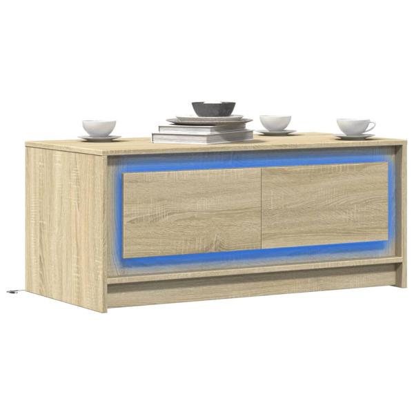 ARDEBO.de - LED-Couchtisch Sonoma-Eiche Holzwerkstoff