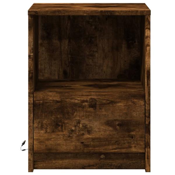 Nachttische mit LED-Leuchten 2 Stk. Räuchereiche Holzwerkstoff