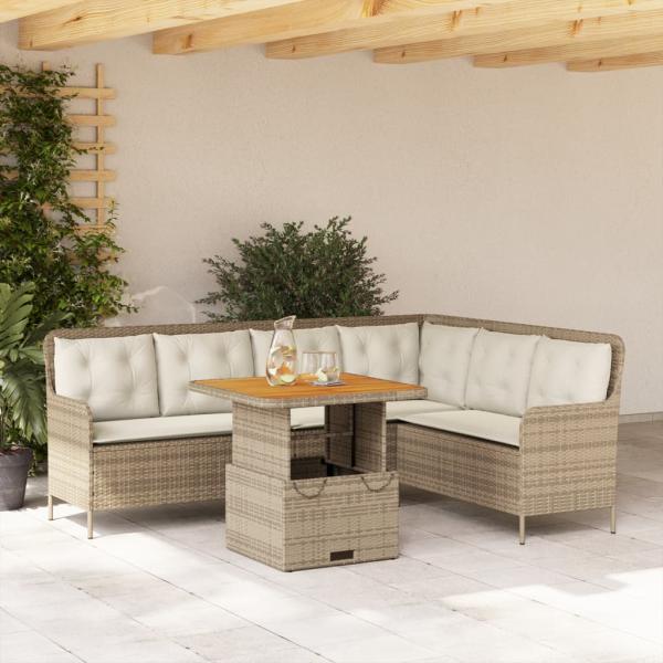 ARDEBO.de - 2-tlg. Garten-Sofagarnitur mit Kissen Beige Poly Rattan