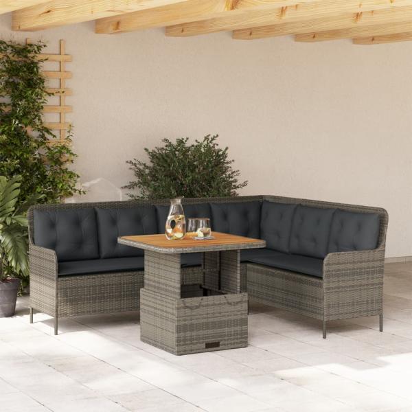 ARDEBO.de - 2-tlg. Garten-Sofagarnitur mit Auflagen Poly Rattan Grau