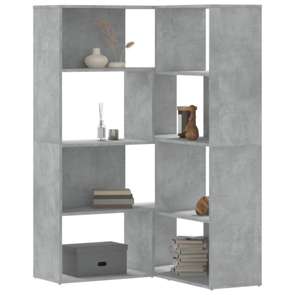 ARDEBO.de - Eck-Bücherregal 4 Böden Betongrau 85x85x140 cm Holzwerkstoff