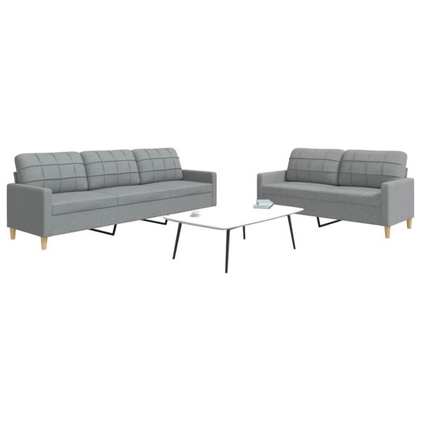 ARDEBO.de - 2-tlg. Sofagarnitur Hellgrau Stoff