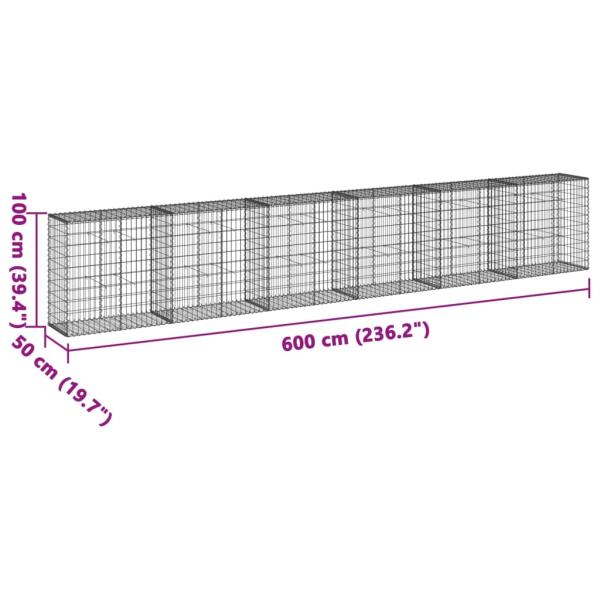 Gabione mit Deckel 600x50x100 cm Verzinktes Eisen