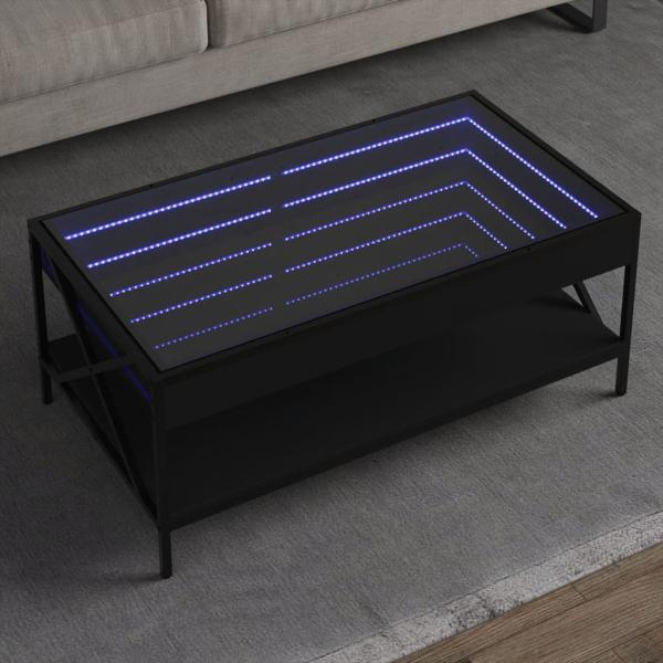 ARDEBO.de - Couchtisch mit Infinity-LED Schwarz 90x50x38 cm