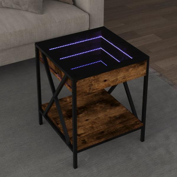 ARDEBO.de - Couchtisch mit Infinity-LED Räuchereiche 40x40x49 cm
